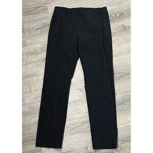 Who What Wear Pants Ankle Polka Dot Black White Hem Slit Stretch 12‎ Twee Preppy